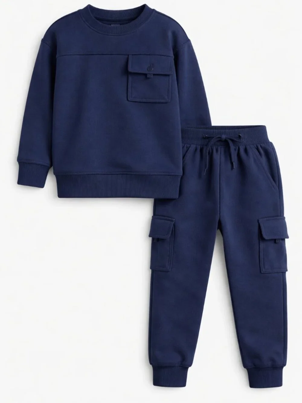 NWT Cat & Jack Toddler Boys Navy Blue Pocket Crewneck Sweatshirt & Jogger Set 3T - Picture 2 of 3